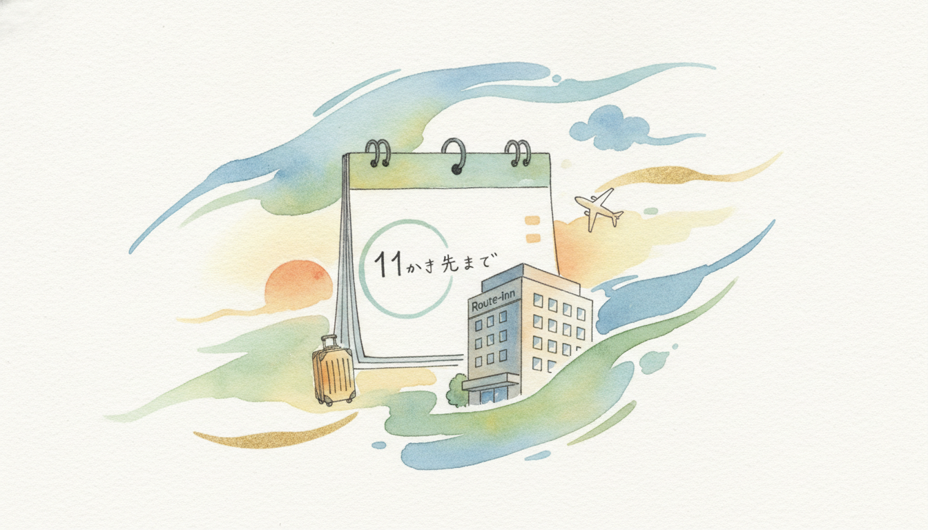 ルートインの予約は当月含む11か月先まで可能です